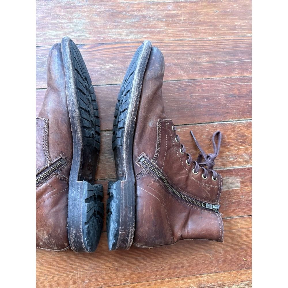 FRYE Tyler Flex Lace Up Boots Brown Suede Men's 10 M Side Zip Leather Patina - Picture 9 of 11